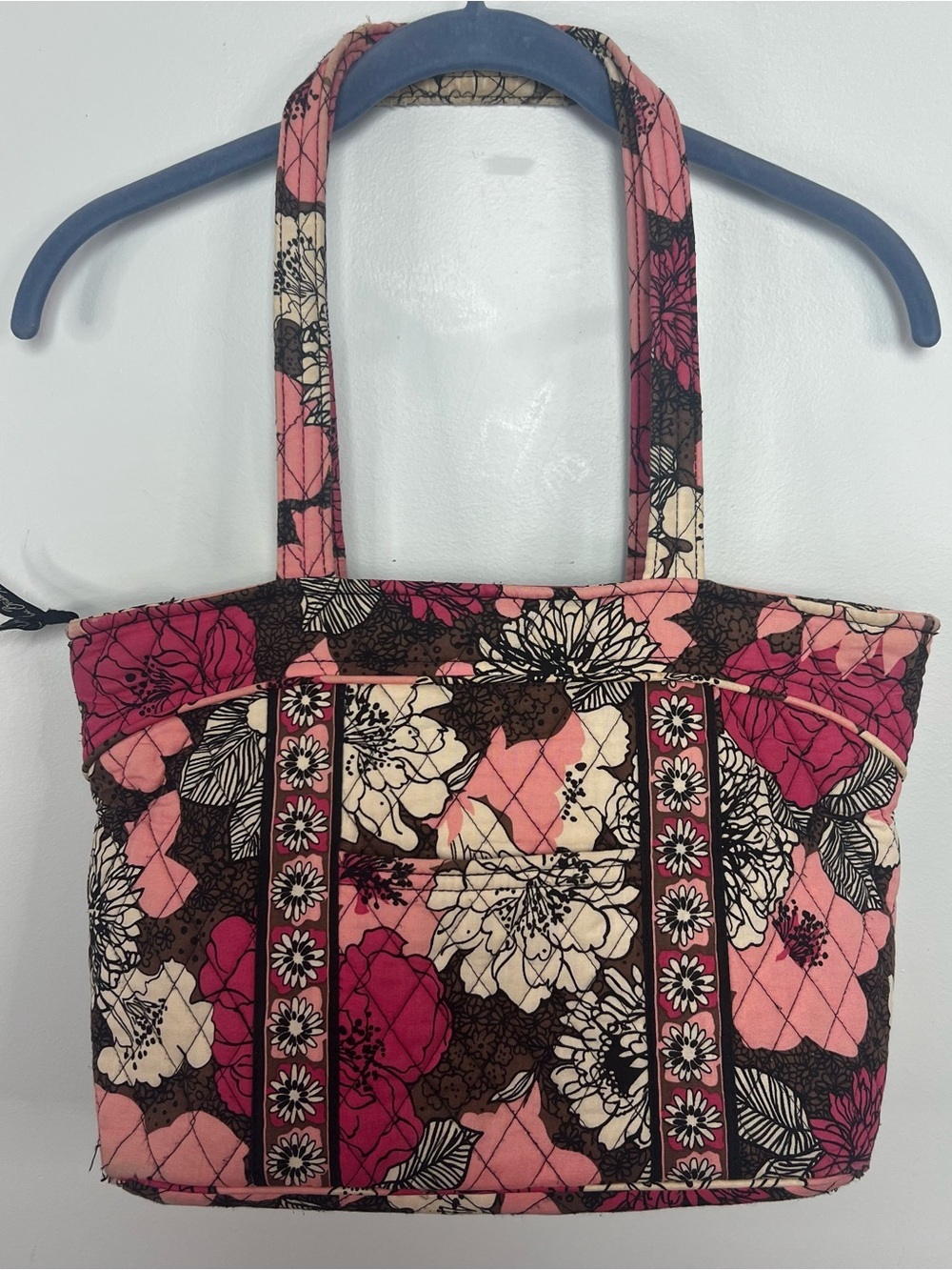 Vera Bradley Pink Floral Quilted Tote Bag Shoulder Purse Zip Top - Picture 17 of 17